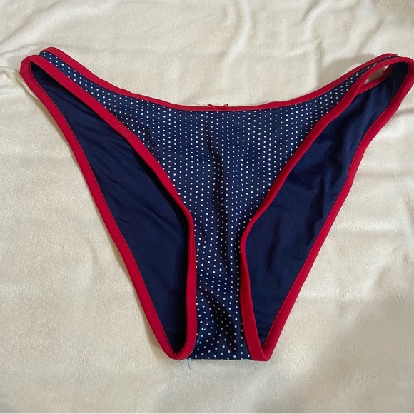 New! Frankie's Bikinis golden hour Navy Polka Dot Bikini Bottom 1541 - Picture 2 of 9